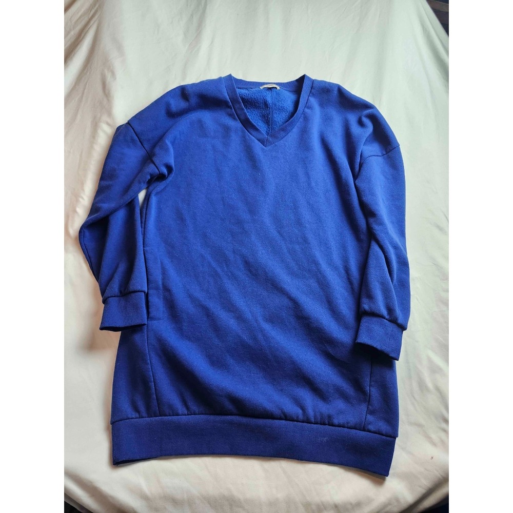 Zenana Outfitters Pullover Tunic Sweatshirt Womens S/M Blue Fleece Pockets‎ Cozy